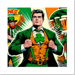 Irish Comic Book Superhero with Leprechaun Posters and Art